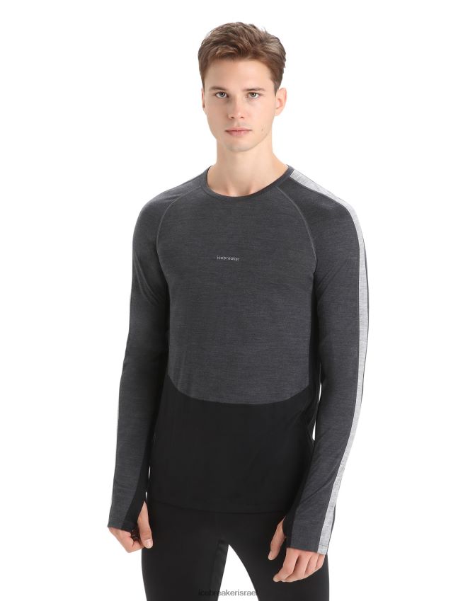 הַלבָּשָׁה Icebreaker 125 zoneknit מרינו שרוול ארוך Crewe תרמי העליון ג'ט אברש/שחור גברים 42N8VN178