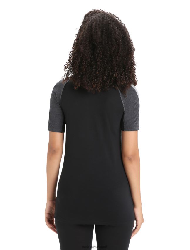 הַלבָּשָׁה Icebreaker 125 zoneknit מרינו שרוול קצר Crewe תרמי העליון ג'ט אברש/שחור נשים 42N8VN588