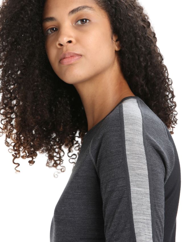 הַלבָּשָׁה Icebreaker 125 zoneknit מרינו שרוול קצר Crewe תרמי העליון ג'ט אברש/שחור נשים 42N8VN588