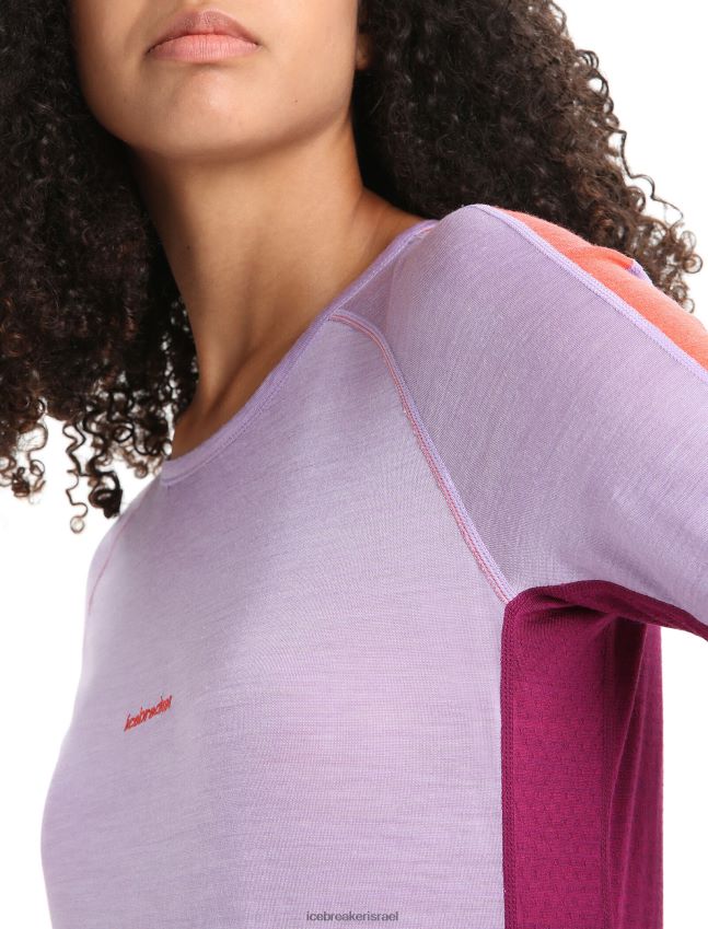 הַלבָּשָׁה Icebreaker 125 zoneknit מרינו שרוול קצר Crewe תרמי העליון מבט סגול/לך ברי נשים 42N8VN589