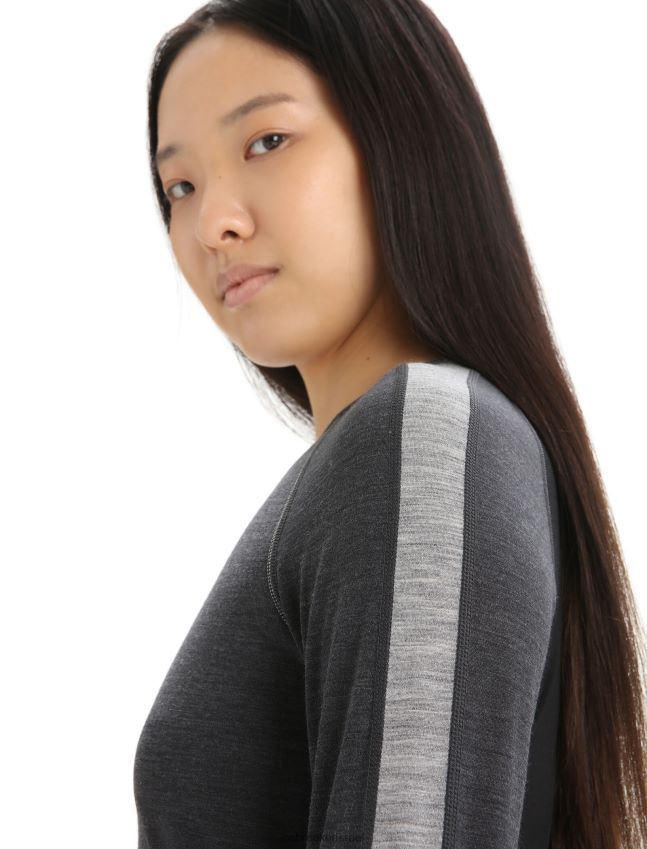 הַלבָּשָׁה Icebreaker 125 zoneknit מרינו שרוול ארוך Crewe תרמי העליון ג'ט אברש/שחור נשים 42N8VN590