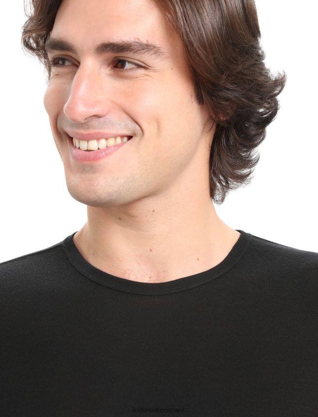 הַלבָּשָׁה Icebreaker מרינו 175 יומיומי שרוול קצר Crewe תרמי העליון שָׁחוֹר גברים 42N8VN161