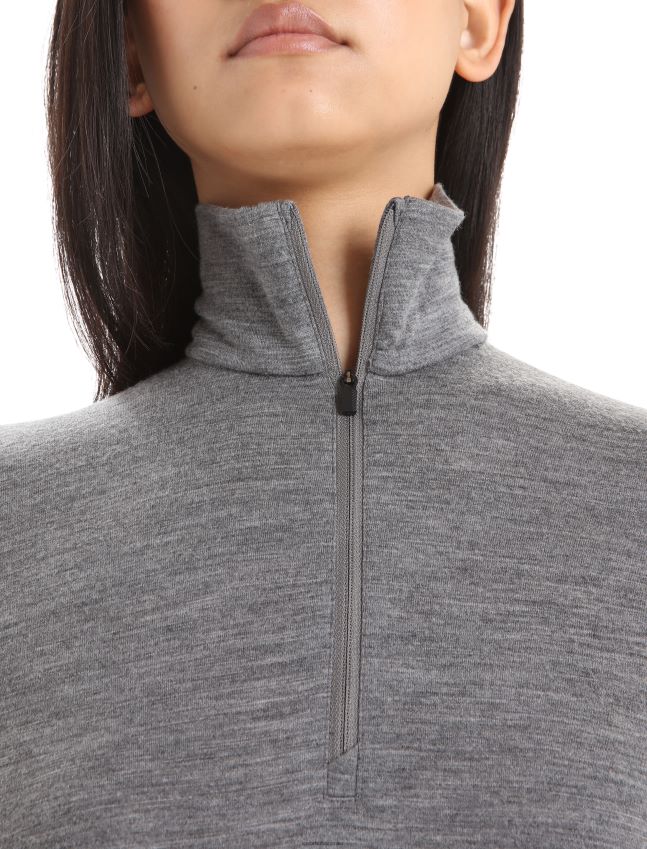 הַלבָּשָׁה Icebreaker מרינו 200 אואזיס שרוול ארוך חצי רוכסן עליון תרמי אברש גריט נשים 42N8VN569