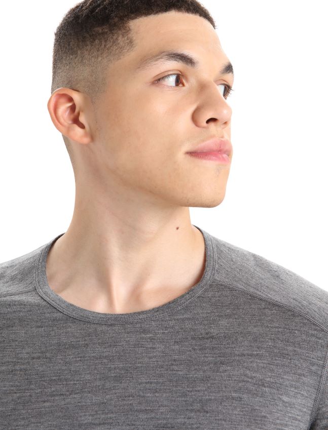 הַלבָּשָׁה Icebreaker מרינו 200 אואזיס שרוולים ארוכים Crewe תרמי העליון אברש גריט גברים 42N8VN135