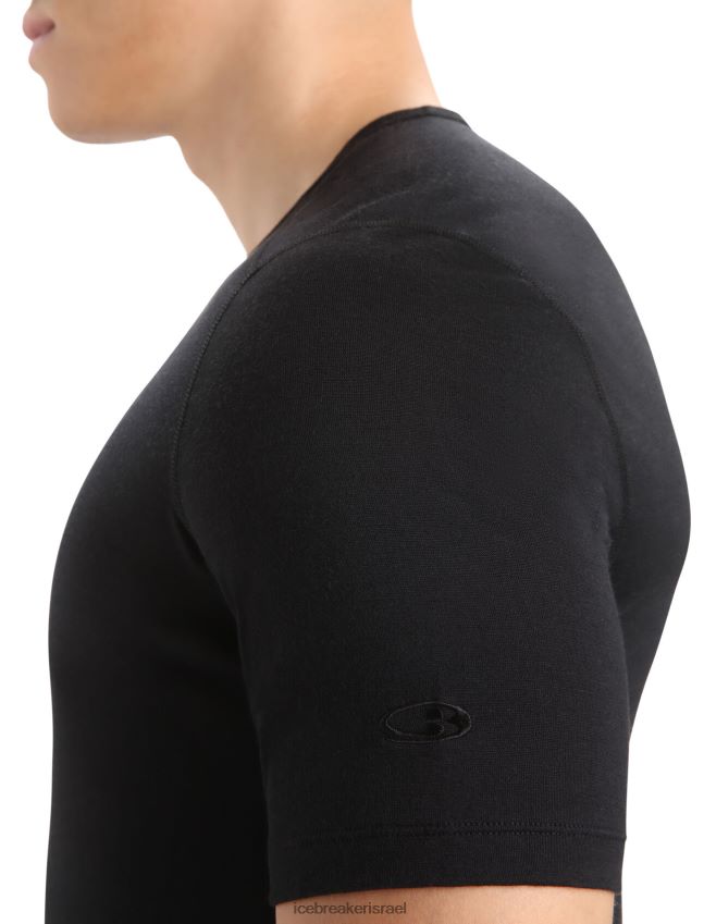 הַלבָּשָׁה Icebreaker מרינו 200 אואזיס שרוול קצר Crewe תרמי העליון שָׁחוֹר גברים 42N8VN153