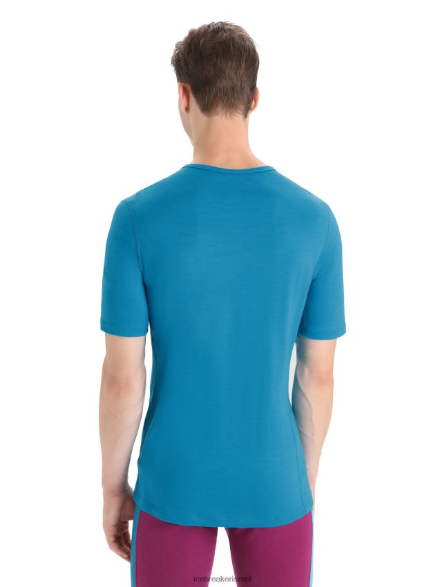 הַלבָּשָׁה Icebreaker מרינו 200 אואזיס שרוול קצר Crewe תרמי העליון כחול גיאוגרפי גברים 42N8VN156