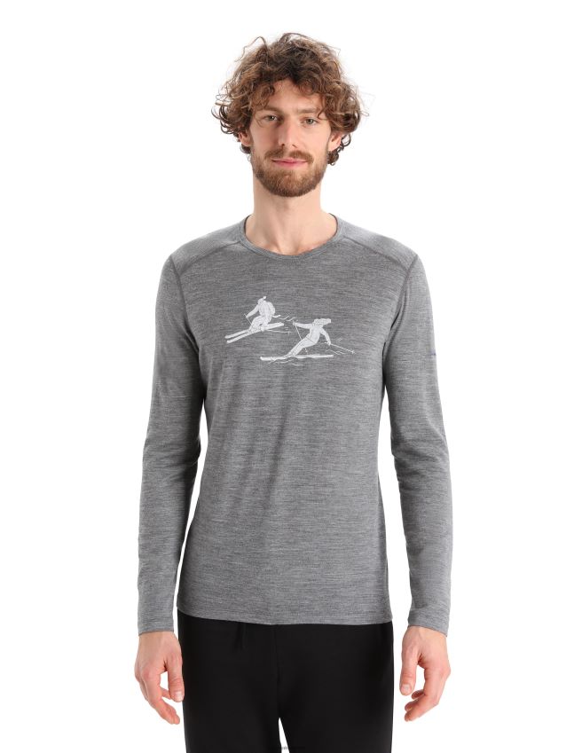 הַלבָּשָׁה Icebreaker מרינו 200 אואזיס שרוול ארוך Crewe תרמי העליון ריצה אחרונה אברש גריט גברים 42N8VN434