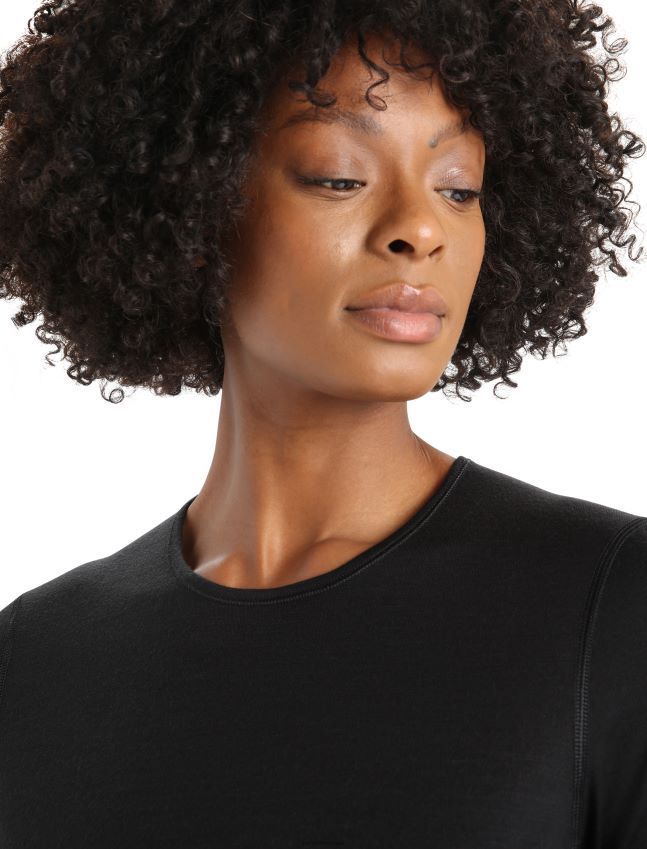 הַלבָּשָׁה Icebreaker מרינו 200 אואזיס שרוולים ארוכים Crewe תרמי העליון שָׁחוֹר נשים 42N8VN557