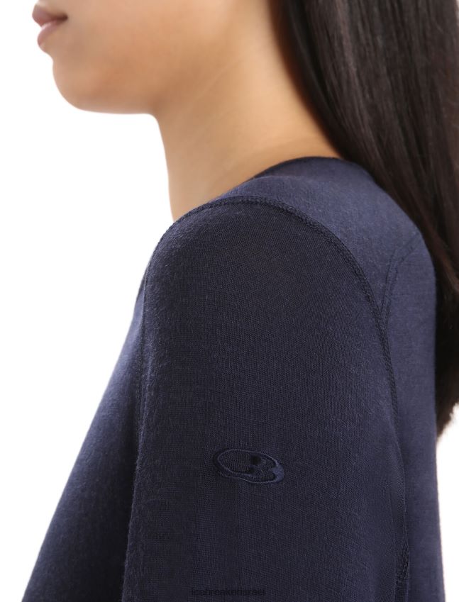 הַלבָּשָׁה Icebreaker מרינו 200 אואזיס שרוולים ארוכים Crewe תרמי העליון צי חצות נשים 42N8VN559