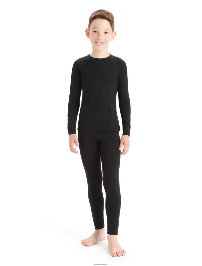 הַלבָּשָׁה Icebreaker מרינו 200 אואזיס שרוולים ארוכים Crewe תרמי העליון שָׁחוֹר ילדים 42N8VN934