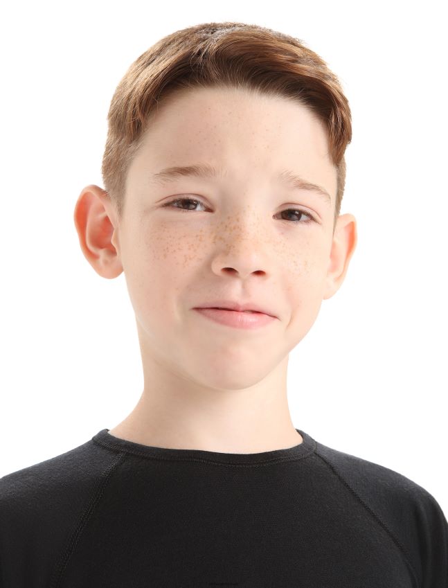 הַלבָּשָׁה Icebreaker מרינו 200 אואזיס שרוולים ארוכים Crewe תרמי העליון שָׁחוֹר ילדים 42N8VN934