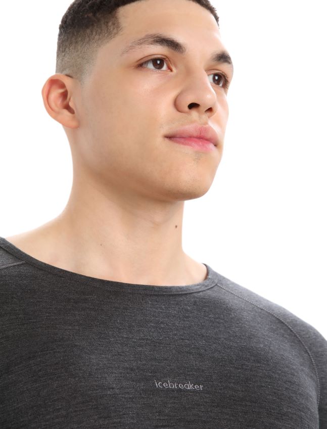 הַלבָּשָׁה Icebreaker 200 zoneknit מרינו שרוול ארוך Crewe תרמי העליון ג'ט אברש/שחור גברים 42N8VN179