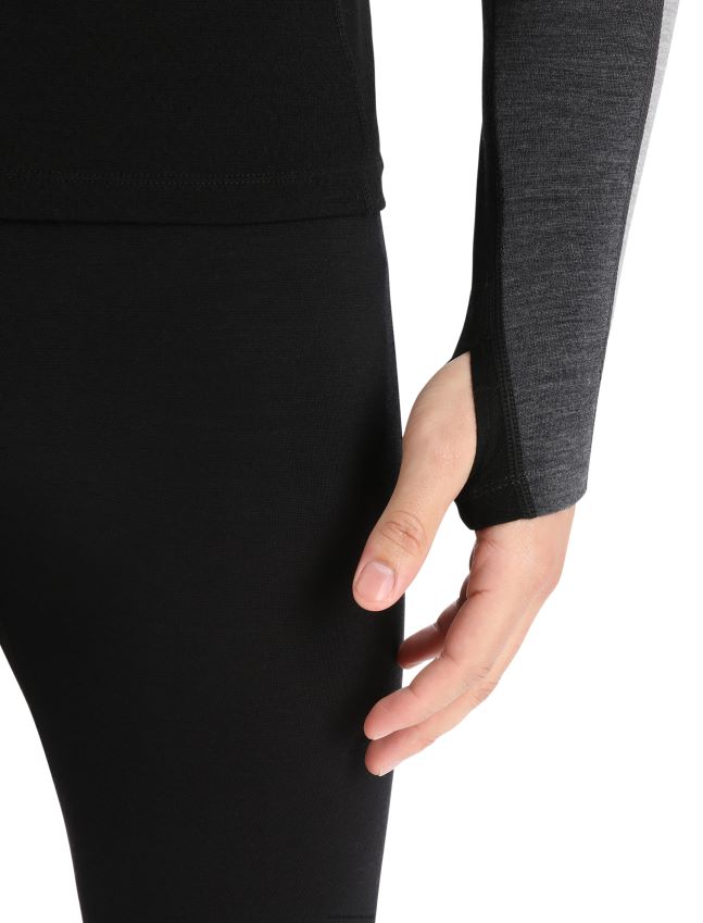 הַלבָּשָׁה Icebreaker 200 zoneknit מרינו שרוול ארוך Crewe תרמי העליון ג'ט אברש/שחור גברים 42N8VN179