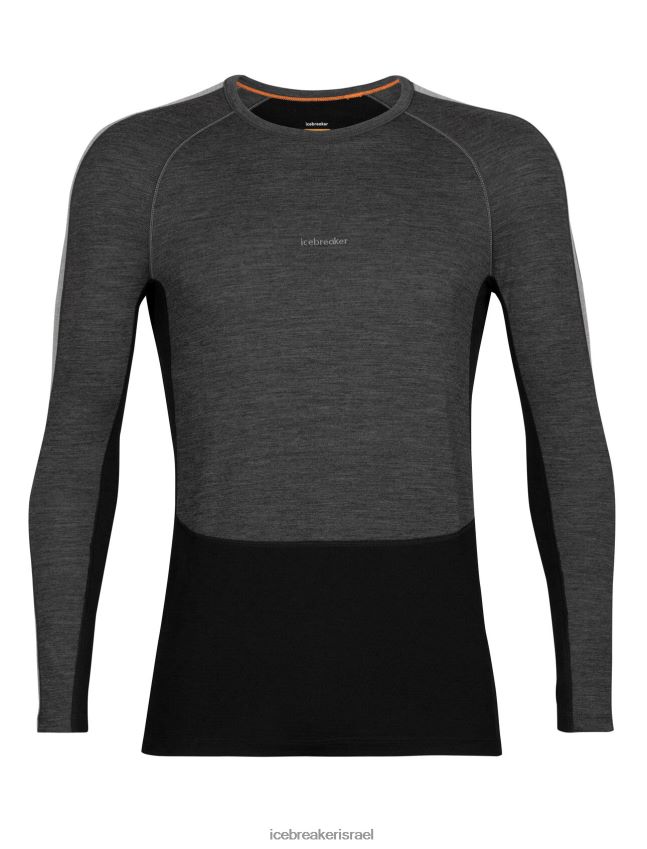 הַלבָּשָׁה Icebreaker 200 zoneknit מרינו שרוול ארוך Crewe תרמי העליון ג'ט אברש/שחור גברים 42N8VN179