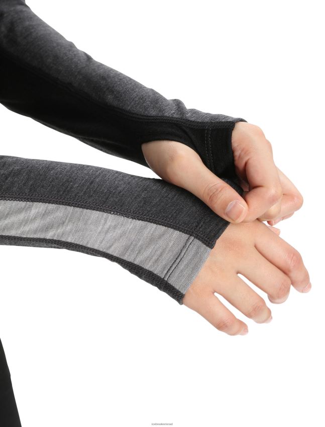 הַלבָּשָׁה Icebreaker 200 zoneknit מרינו שרוול ארוך Crewe תרמי העליון ג'ט אברש/שחור נשים 42N8VN580