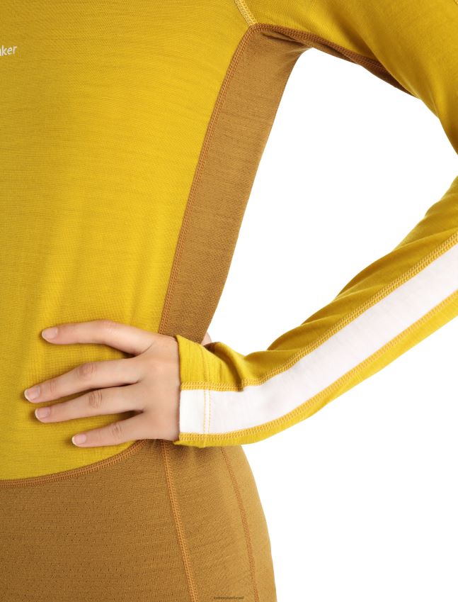 הַלבָּשָׁה Icebreaker 200 zoneknit מרינו שרוול ארוך Crewe תרמי העליון זהב שקט/ציפורן נשים 42N8VN877