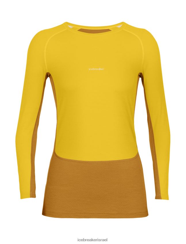 הַלבָּשָׁה Icebreaker 200 zoneknit מרינו שרוול ארוך Crewe תרמי העליון זהב שקט/ציפורן נשים 42N8VN877