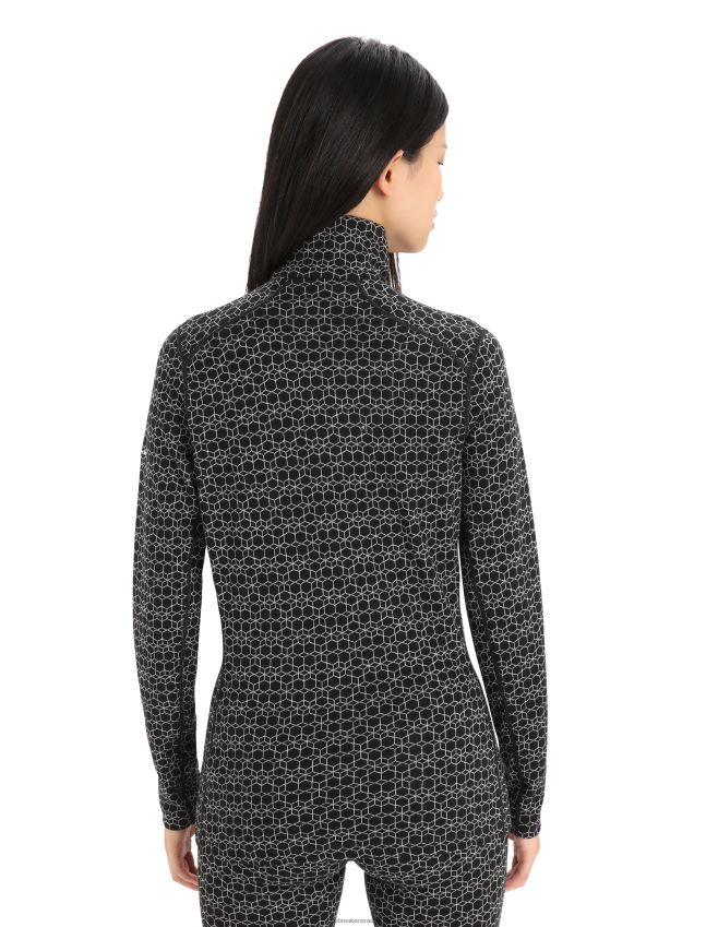 הַלבָּשָׁה Icebreaker מרינו 250 קודקוד שרוול ארוך חצי רוכסן עליון תרמי אלפיני גיאוגרפי שלג שחור נשים 42N8VN820