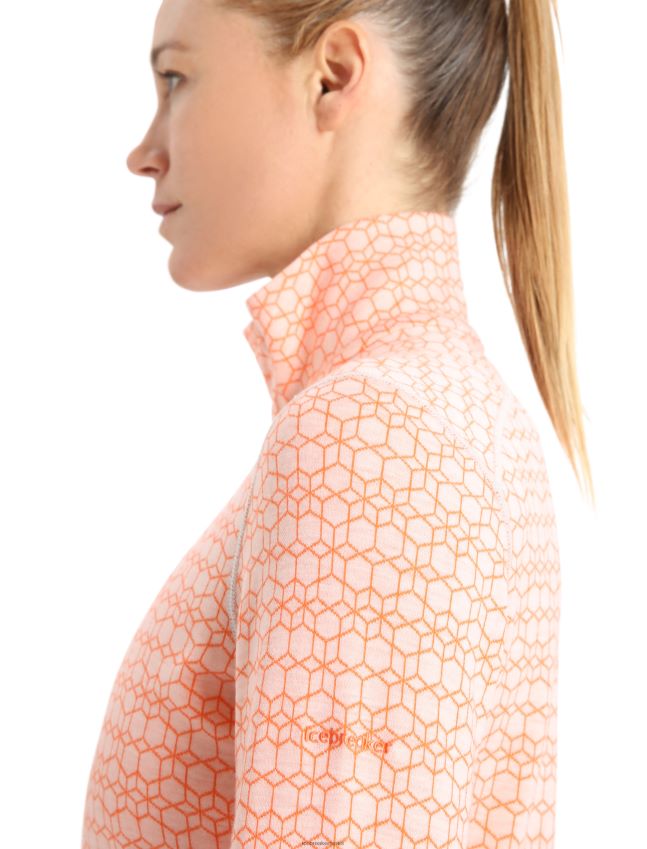 הַלבָּשָׁה Icebreaker מרינו 250 קודקוד שרוול ארוך חצי רוכסן עליון תרמי אלפיני גיאוגרפי שלג/פלאש נשים 42N8VN821