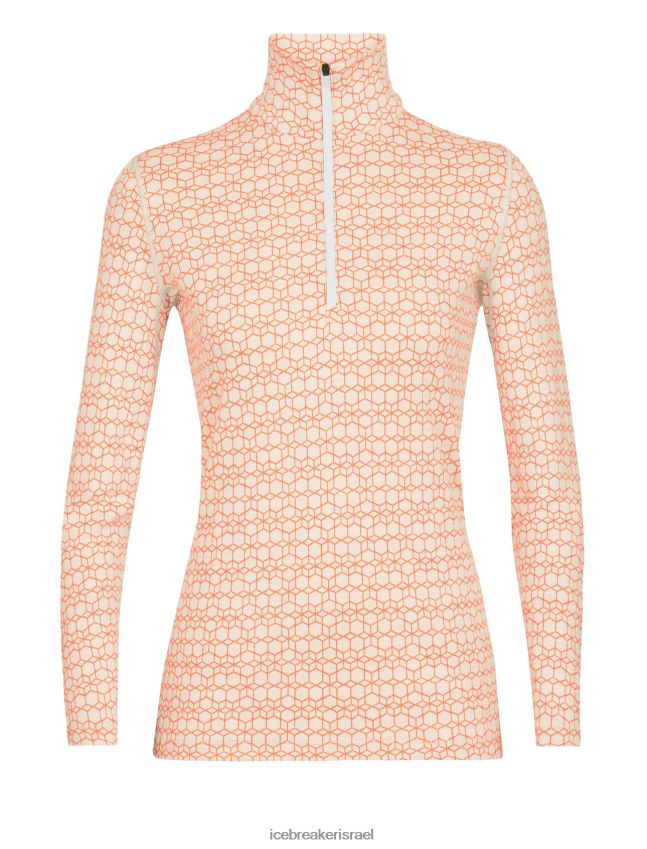 הַלבָּשָׁה Icebreaker מרינו 250 קודקוד שרוול ארוך חצי רוכסן עליון תרמי אלפיני גיאוגרפי שלג/פלאש נשים 42N8VN821