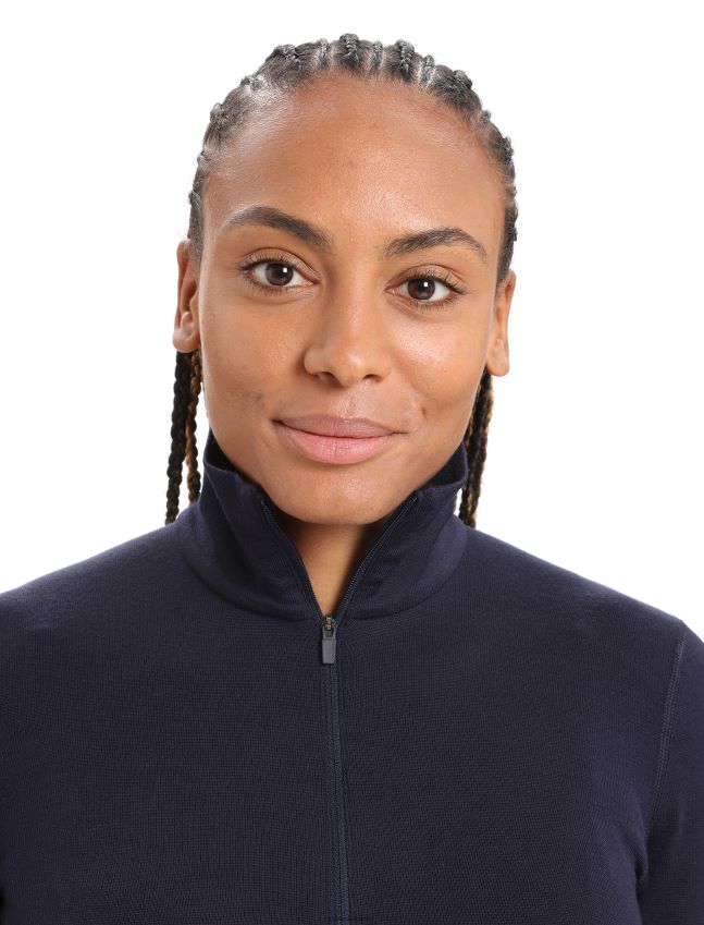 הַלבָּשָׁה Icebreaker מרינו 260 tech שרוול ארוך חצי רוכסן עליון תרמי צי חצות נשים 42N8VN575