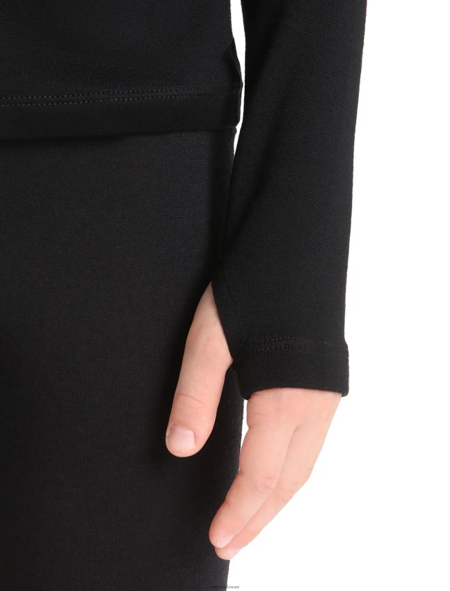 הַלבָּשָׁה Icebreaker מרינו 260 tech שרוול ארוך חצי רוכסן עליון תרמי שָׁחוֹר ילדים 42N8VN937