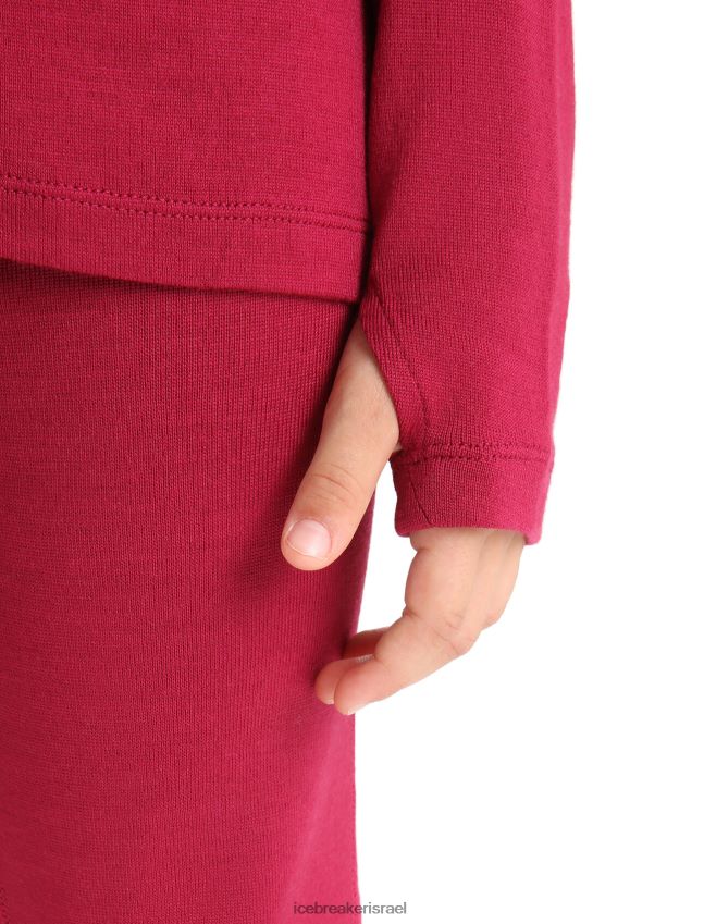 הַלבָּשָׁה Icebreaker מרינו 260 tech שרוול ארוך חצי רוכסן עליון תרמי דובדבן ילדים 42N8VN943