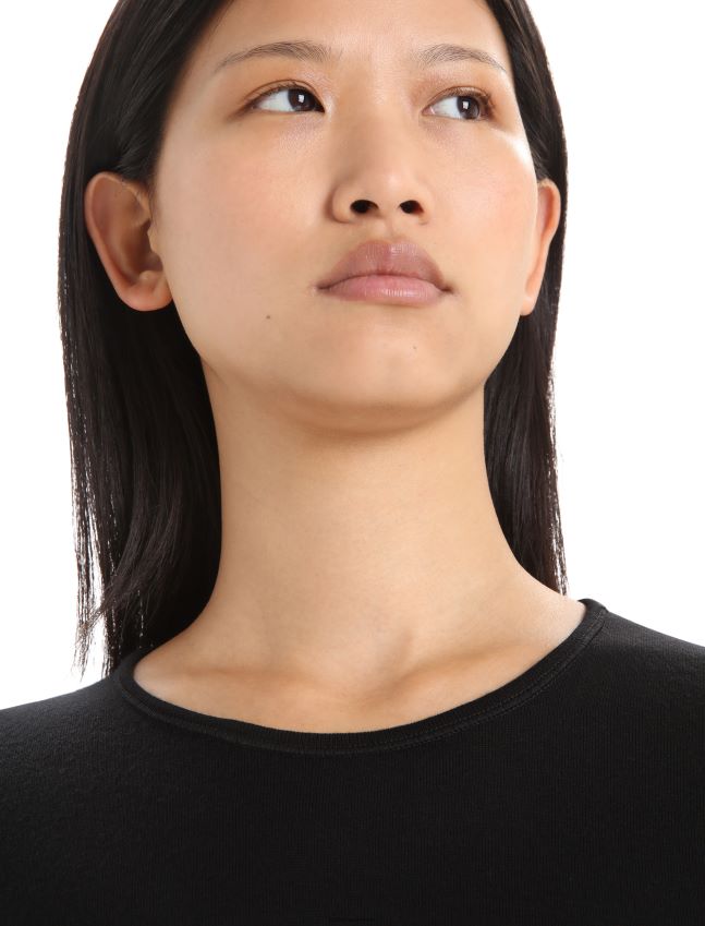 הַלבָּשָׁה Icebreaker מרינו 260 tech שרוול ארוך Crewe טופ טרמי שָׁחוֹר נשים 42N8VN571