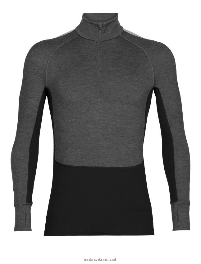 הַלבָּשָׁה Icebreaker 260 zoneknit מרינו שרוול ארוך חצי רוכסן עליון תרמי ג'ט אברש/שחור גברים 42N8VN175