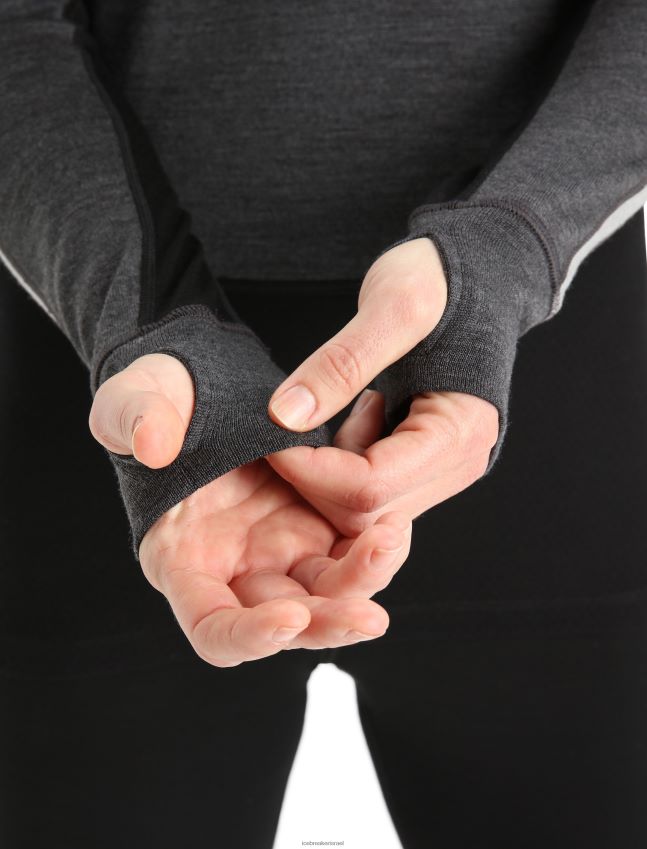 הַלבָּשָׁה Icebreaker 260 zoneknit מרינו שרוול ארוך חצי רוכסן עליון תרמי ג'ט אברש/שחור נשים 42N8VN596