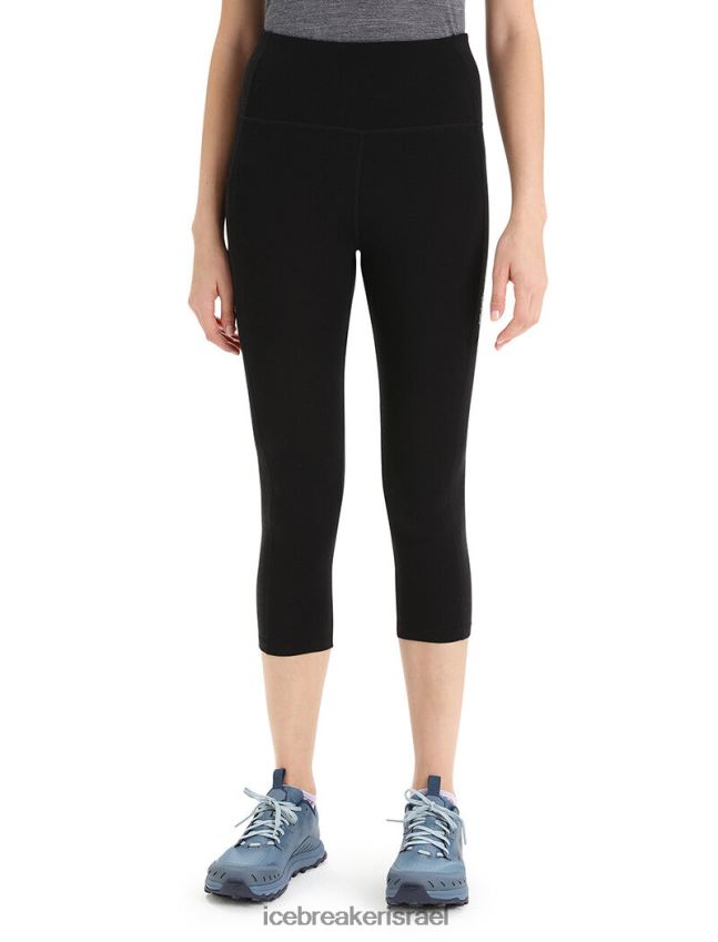 הַלבָּשָׁה Icebreaker טייץ מרינו פאסטריי גבוה 3/4 שָׁחוֹר נשים 42N8VN737