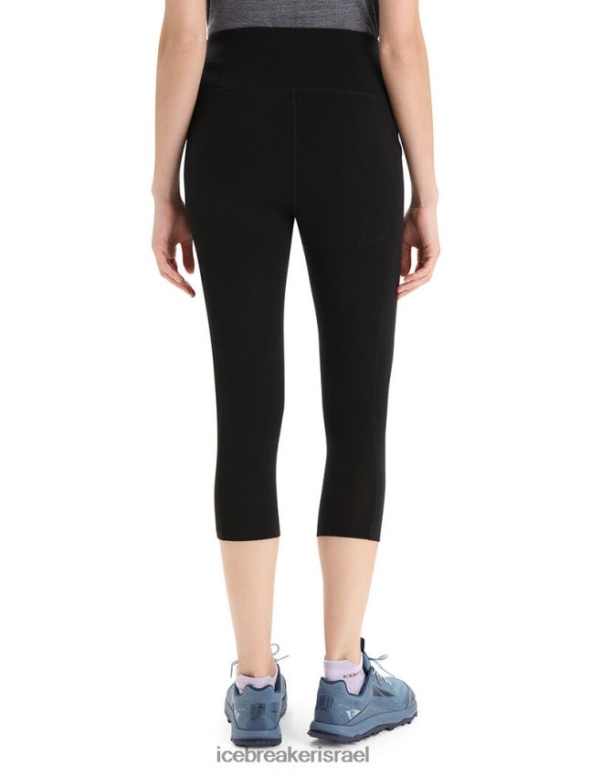 הַלבָּשָׁה Icebreaker טייץ מרינו פאסטריי גבוה 3/4 שָׁחוֹר נשים 42N8VN737