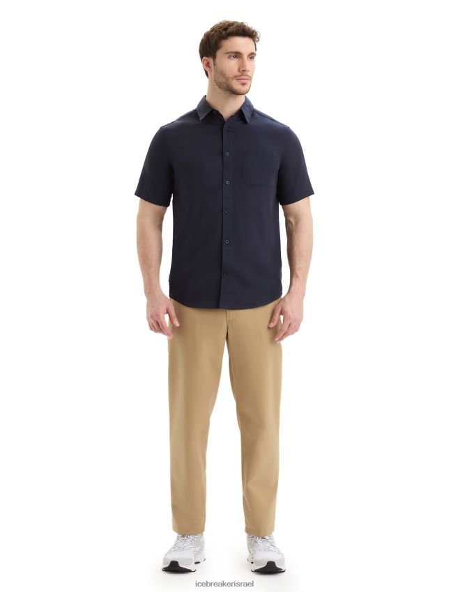 הַלבָּשָׁה Icebreaker חולצת מרינו סטיבסטון עם שרוולים קצרים צי חצות גברים 42N8VN10