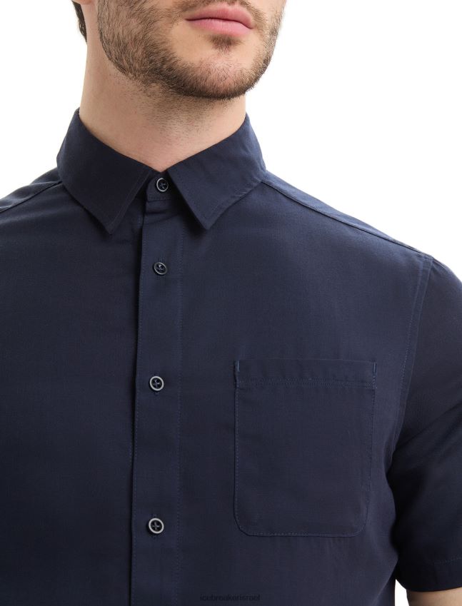 הַלבָּשָׁה Icebreaker חולצת מרינו סטיבסטון עם שרוולים קצרים צי חצות גברים 42N8VN10