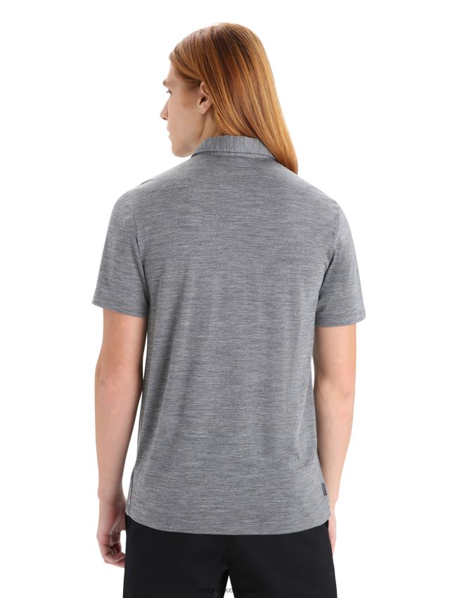 הַלבָּשָׁה Icebreaker פולו מרינו דריידן עם שרוולים קצרים אברש גריט גברים 42N8VN12