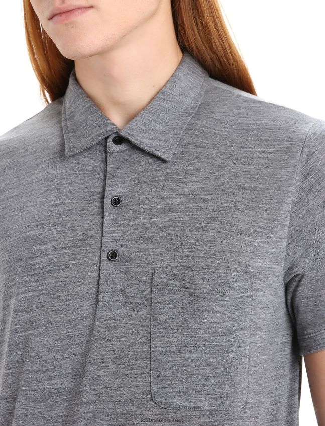 הַלבָּשָׁה Icebreaker פולו מרינו דריידן עם שרוולים קצרים אברש גריט גברים 42N8VN12