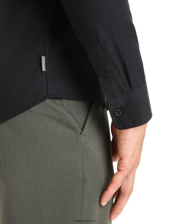 הַלבָּשָׁה Icebreaker חולצת מרינו סטיבסטון עם שרוולים ארוכים שָׁחוֹר גברים 42N8VN194