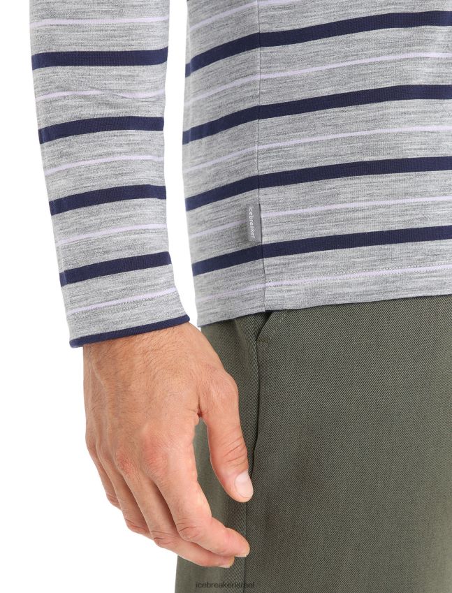 הַלבָּשָׁה Icebreaker חולצת טריקו עם שרוולים ארוכים בגל מרינו מטרו אברש/צי חצות גברים 42N8VN196