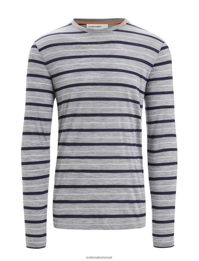 הַלבָּשָׁה Icebreaker חולצת טריקו עם שרוולים ארוכים בגל מרינו מטרו אברש/צי חצות גברים 42N8VN196