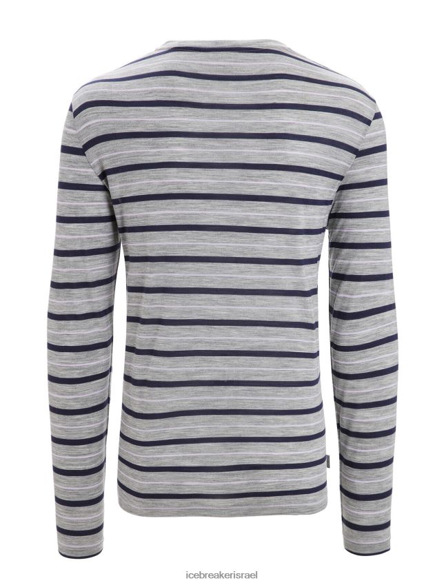 הַלבָּשָׁה Icebreaker חולצת טריקו עם שרוולים ארוכים בגל מרינו מטרו אברש/צי חצות גברים 42N8VN196