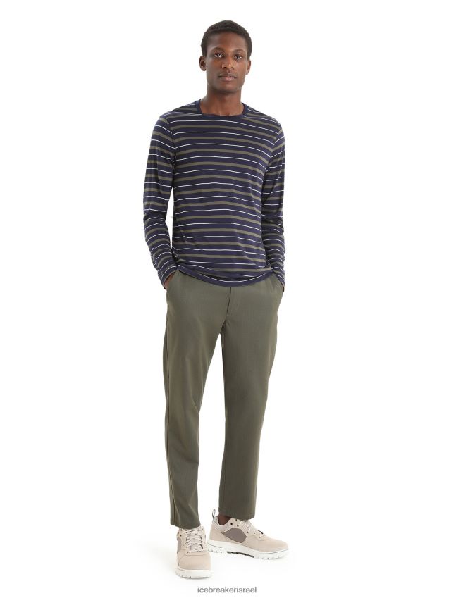 הַלבָּשָׁה Icebreaker חולצת טריקו עם שרוולים ארוכים בגל מרינו חיל הים/לודן חצות גברים 42N8VN197