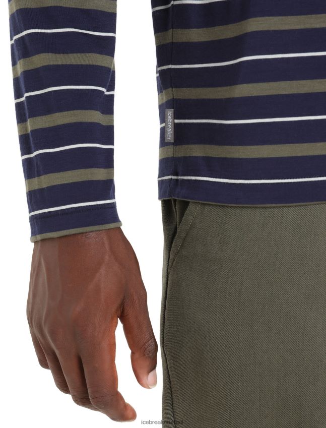 הַלבָּשָׁה Icebreaker חולצת טריקו עם שרוולים ארוכים בגל מרינו חיל הים/לודן חצות גברים 42N8VN197