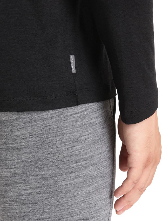 הַלבָּשָׁה Icebreaker חולצת טריקו כיס עם שרוולים ארוכים שָׁחוֹר גברים 42N8VN198