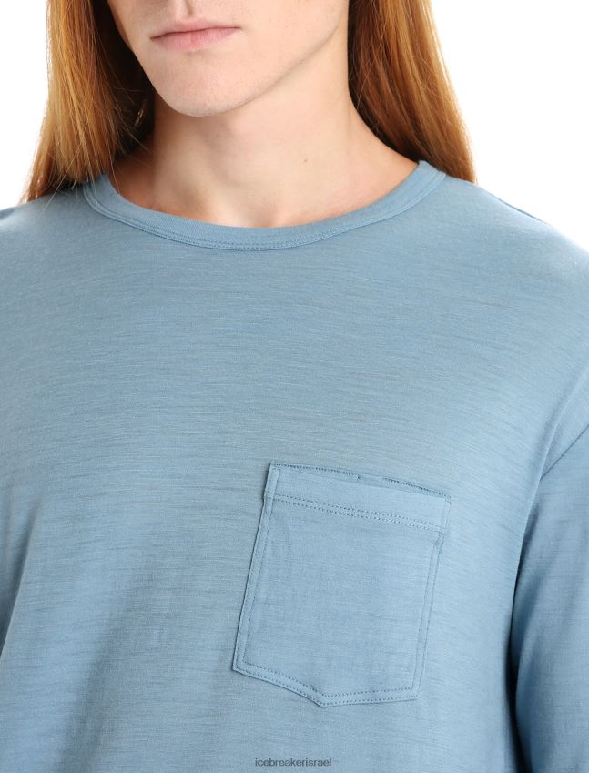 הַלבָּשָׁה Icebreaker חולצת טריקו כיס עם שרוולים ארוכים כחול אסטרלי גברים 42N8VN199