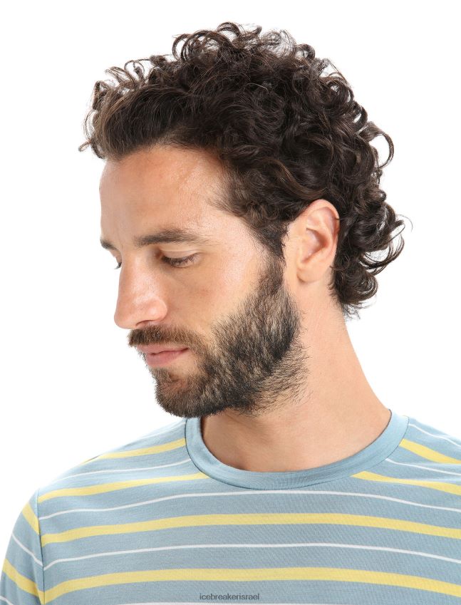 הַלבָּשָׁה Icebreaker חולצת טריקו עם שרוולים קצרים בגל מרינו כחול אסטרלי/קיץ גברים 42N8VN19