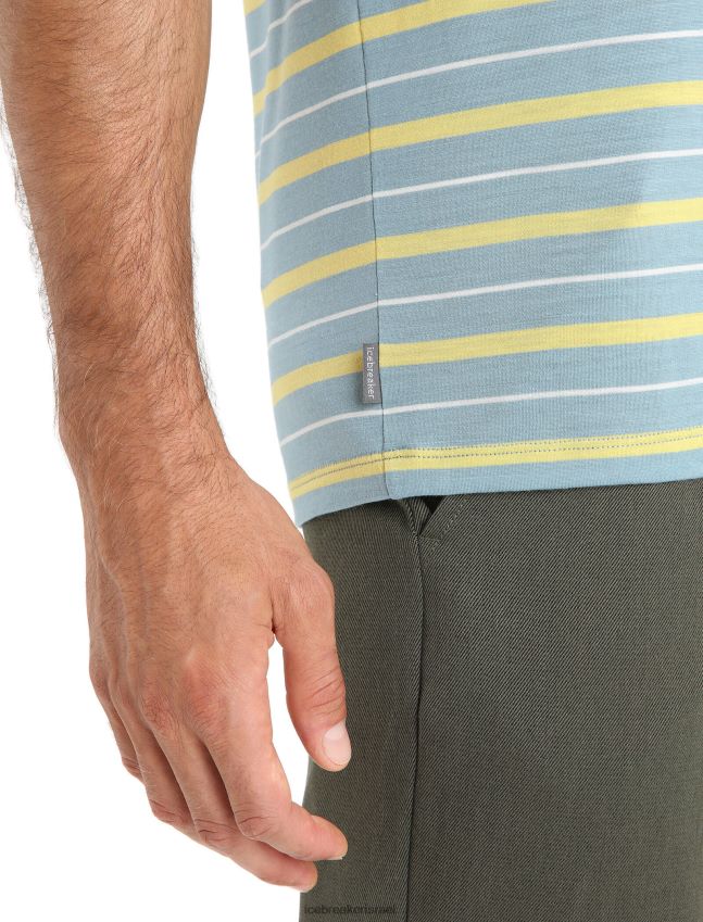 הַלבָּשָׁה Icebreaker חולצת טריקו עם שרוולים קצרים בגל מרינו כחול אסטרלי/קיץ גברים 42N8VN19