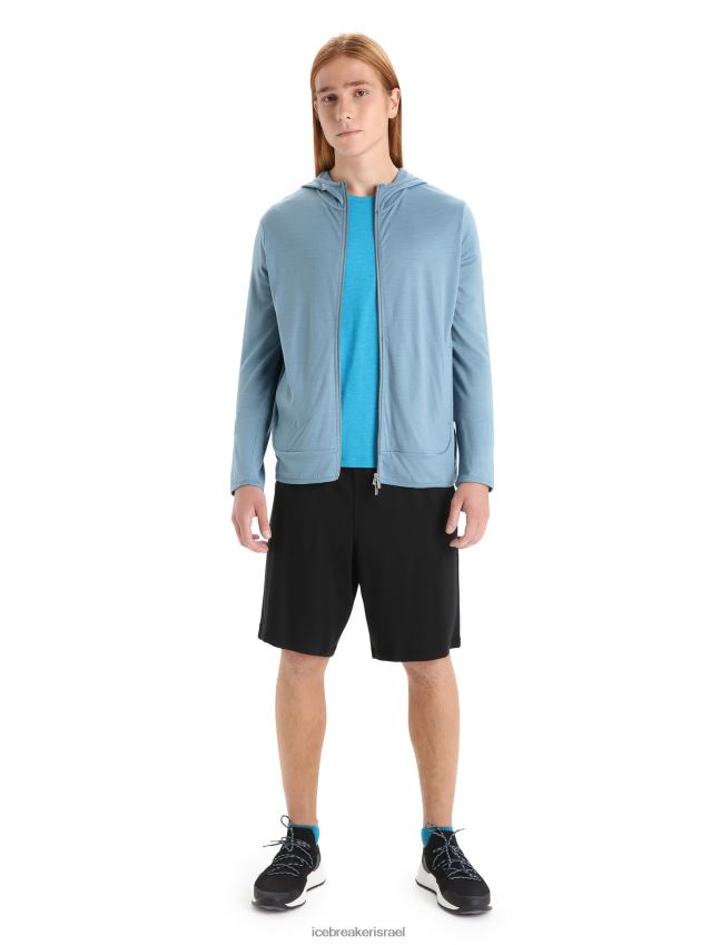 הַלבָּשָׁה Icebreaker קפוצ'ון עם רוכסן שרוולים ארוכים כחול אסטרלי גברים 42N8VN206