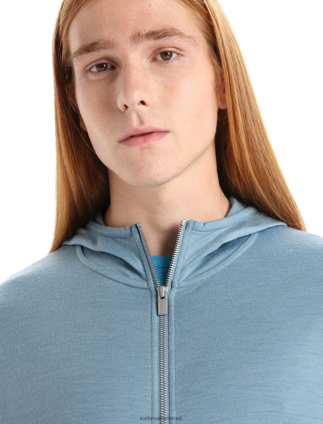 הַלבָּשָׁה Icebreaker קפוצ'ון עם רוכסן שרוולים ארוכים כחול אסטרלי גברים 42N8VN206