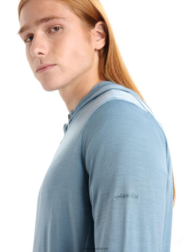 הַלבָּשָׁה Icebreaker קפוצ'ון עם רוכסן שרוולים ארוכים כחול אסטרלי גברים 42N8VN206