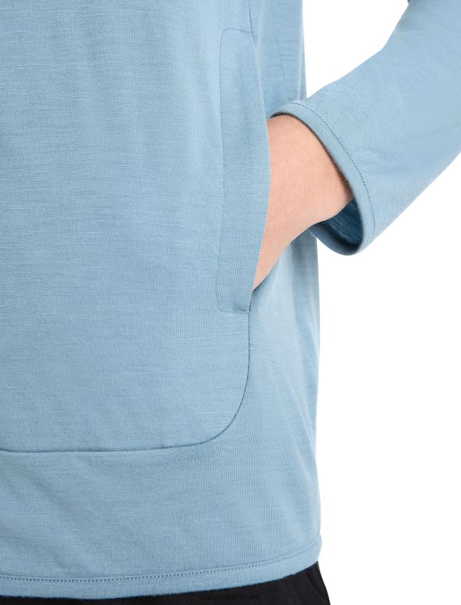 הַלבָּשָׁה Icebreaker קפוצ'ון עם רוכסן שרוולים ארוכים כחול אסטרלי גברים 42N8VN206